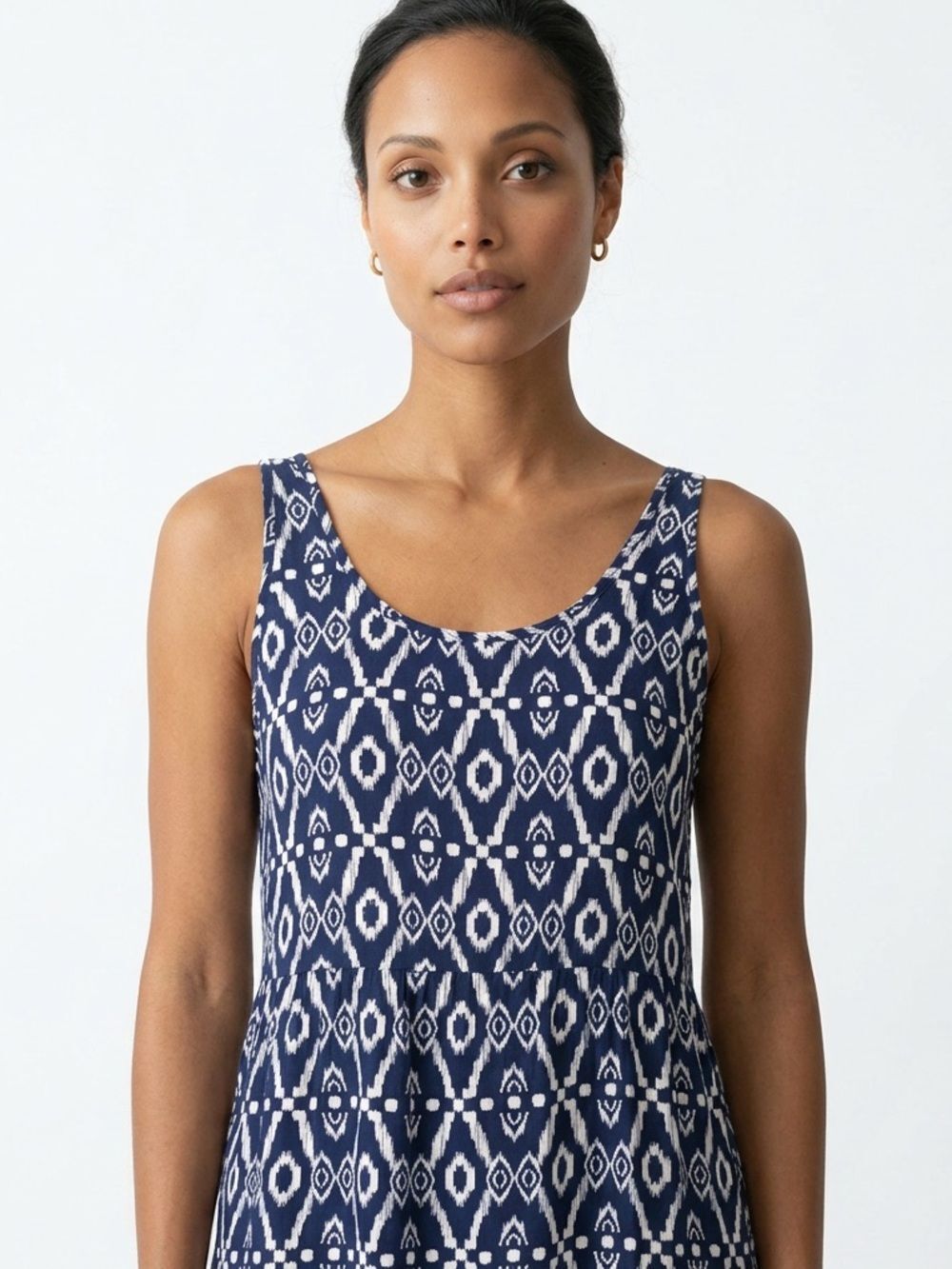 CHARMING CHARLIE | Navy Blue White Tribal Tunic L